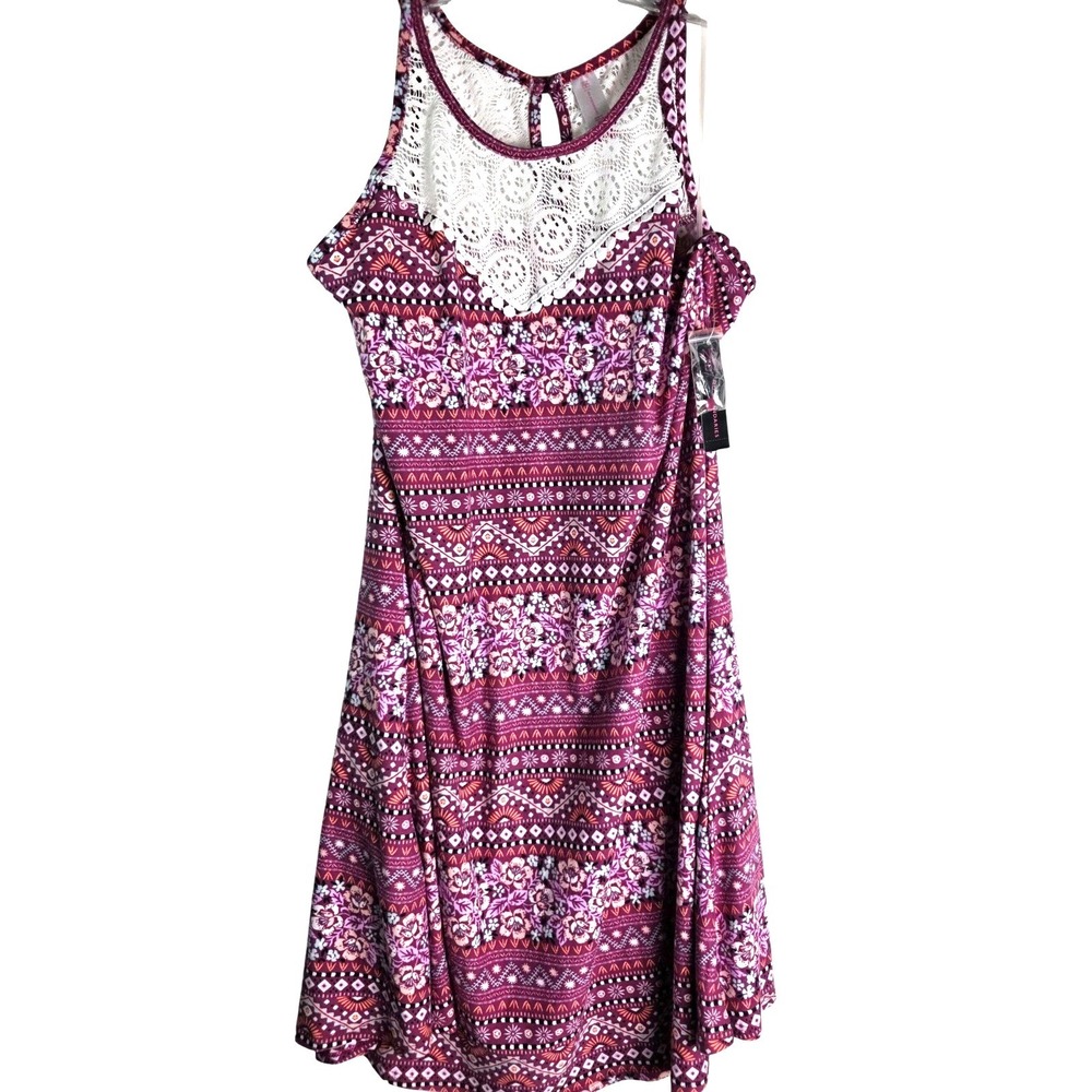 No Boundaries Dress Juniors‎ Large Pink Floral Sundress Midi Summer
